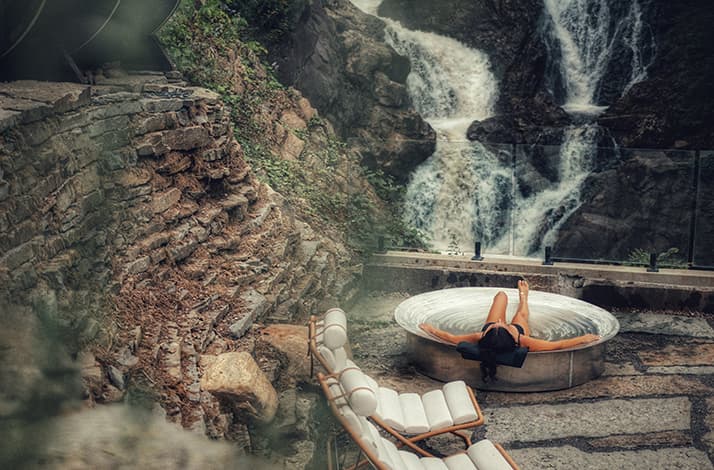 Unwind at a wellness retreat next to Canada's tallest private waterfalls
